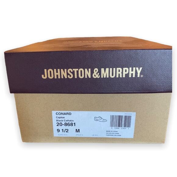 Johnston & Murphy Conard Cap Toe Shoe in Black - New in Box Size 9.5 - Picture 9 of 10